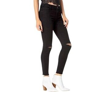 Joe's Jeans Black Stretchy Skinny Distressed Ankle Length Jeans Size 29